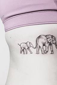 side waist small fresh point thorn elephant tattoo pattern