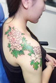 gorgeous peony tattoo pattern on the shoulder