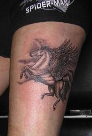 Black Pegasus Thigh Tattoo Pattern