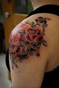 skull rose tattoo pattern