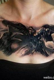 Girls' chest trend handsome crow tattoo pattern