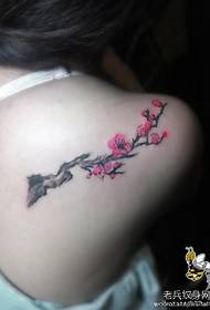 beauty back shoulders small and beautiful plum tattoo pattern