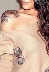 beauty shoulder rose tattoo