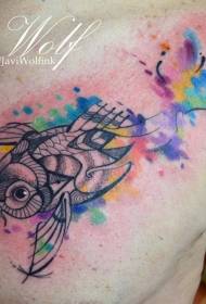 chest color splash goldfish tattoo pattern