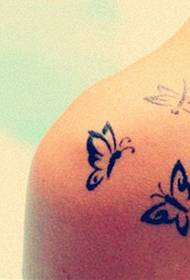 girl shoulder black butterfly beautiful artistic tattoo