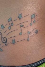 waist color five-pointed star note tattoo picture