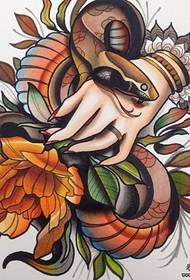 European school painted snake hand tattoo Pattern manuscript