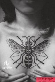 girls chest fashion classic bee tattoo pattern