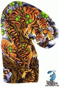 Patrón de tatuaje de tigre medio tigre tradicional clásico fresco