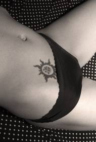 black totem sun abdomen tattoo pattern
