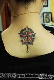 girls neck fashion cool five-pointed star tattoo pattern 115029-girls neck beautiful and beautiful leopard butterfly tattoo pattern