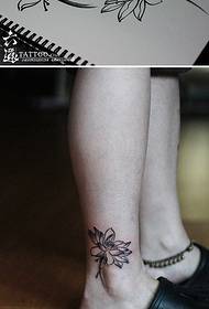 ankle small fresh lotus tattoo pattern