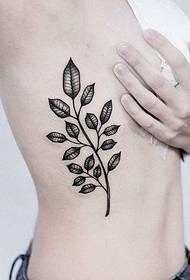 side Waist small fresh branch plant tattoo pattern