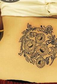 Schönheit Taille nur schöne schwarze und weiße Sonnenblume Tattoo Figur