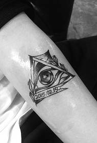 Geometry and eyeball combined personality couple tattoo