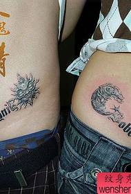 abdominal couple Stone carving sun moon tattoo