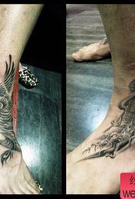 voet klassieke paar draak en Phoenix tattoo patroon