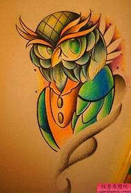 Tattoo show bar recommended a colorful owl tattoo manuscript pattern