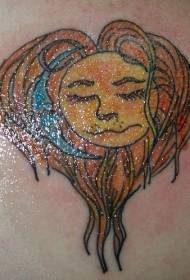 واپس رنگ انسانی سنہرے بالوں والی سورج لوگو ٹیٹو