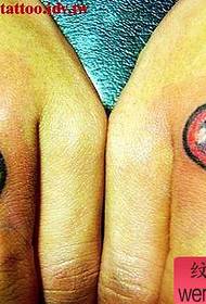 hand color couple skull love tattoo