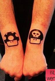 cute couple totem Mushroom tattoo pattern