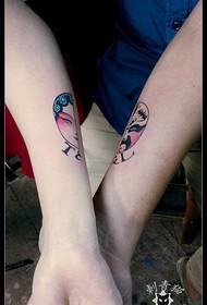 Couple color flower face tattoo pattern