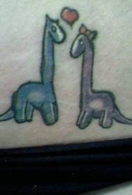 Bauch Faarf Cartoon Dinosaurier Léift Tattoo Muster