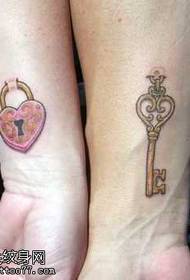 arm key lock couple tattoo pattern