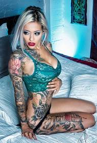 European and American girls in private rooms are full of tattoos are very charming
