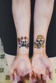 very simple pair of cartoon couple tattoos