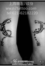 leg beautiful couple totem moon and sling tattoo pattern