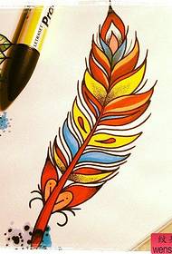 Gekleurde Feather Tattoo Manuscript