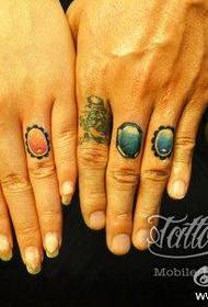 finger popular beautiful couple gem tattoo pattern