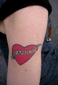 wzór tatuażu alfabet angielski w kształcie serca rodziny