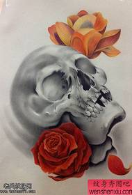 a black and white skull rose tattoo work by the tattoo show to share