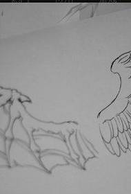 анђеоски демон крила тетоважа рукописни узорак