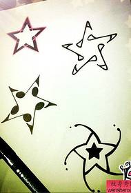La barra de exhibición de tatuajes recomendó un patrón de tatuaje de manuscrito de estrella de cinco puntas