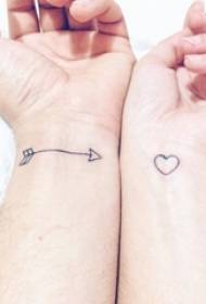 ljubezen polna preprostih linij par Majhen svež vzorec tatoo