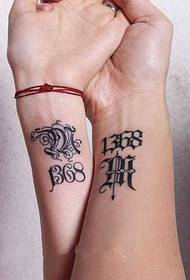 unikt nummer par tatuering mönster