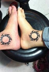 ankle couple totem sun tattoo pattern