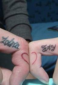 finger English couples tattoo pattern