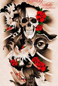 tattoo figure recommended a European and American skull rose tattoo work