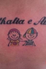 ikhathuni lemibala yangemuva nephethini ye-tattoo yesiNgisi