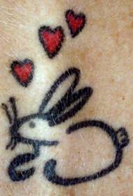 цвят на рамото просто червено сърце заек татуировка модел