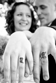 двојка прстен тетоважа свежа и компактен пар прстен шема на тетоважа