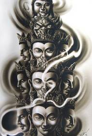 czarno-biały buddyjski rękopis udostępniony przez Tattoo Hall