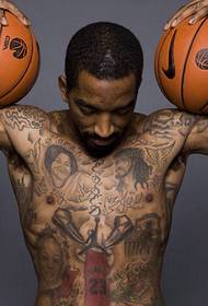 foreign sports male star full of personalized tattoo pattern