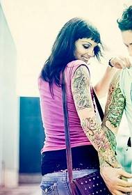 romantic couple arm European and American style totem tattoo pictures 115963- couple neck beautiful star tattoo figure