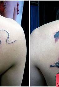 schouder paar veer tattoo patroon
