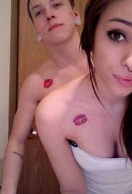 Shoulder fashion letters English couple tattoos